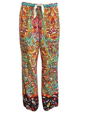 Multicolor Paisley Drawstring Wide-Leg pijama